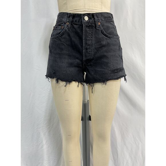 Agolde 'Parker' Black Cotton Short Size 25 - Picture 2 of 5